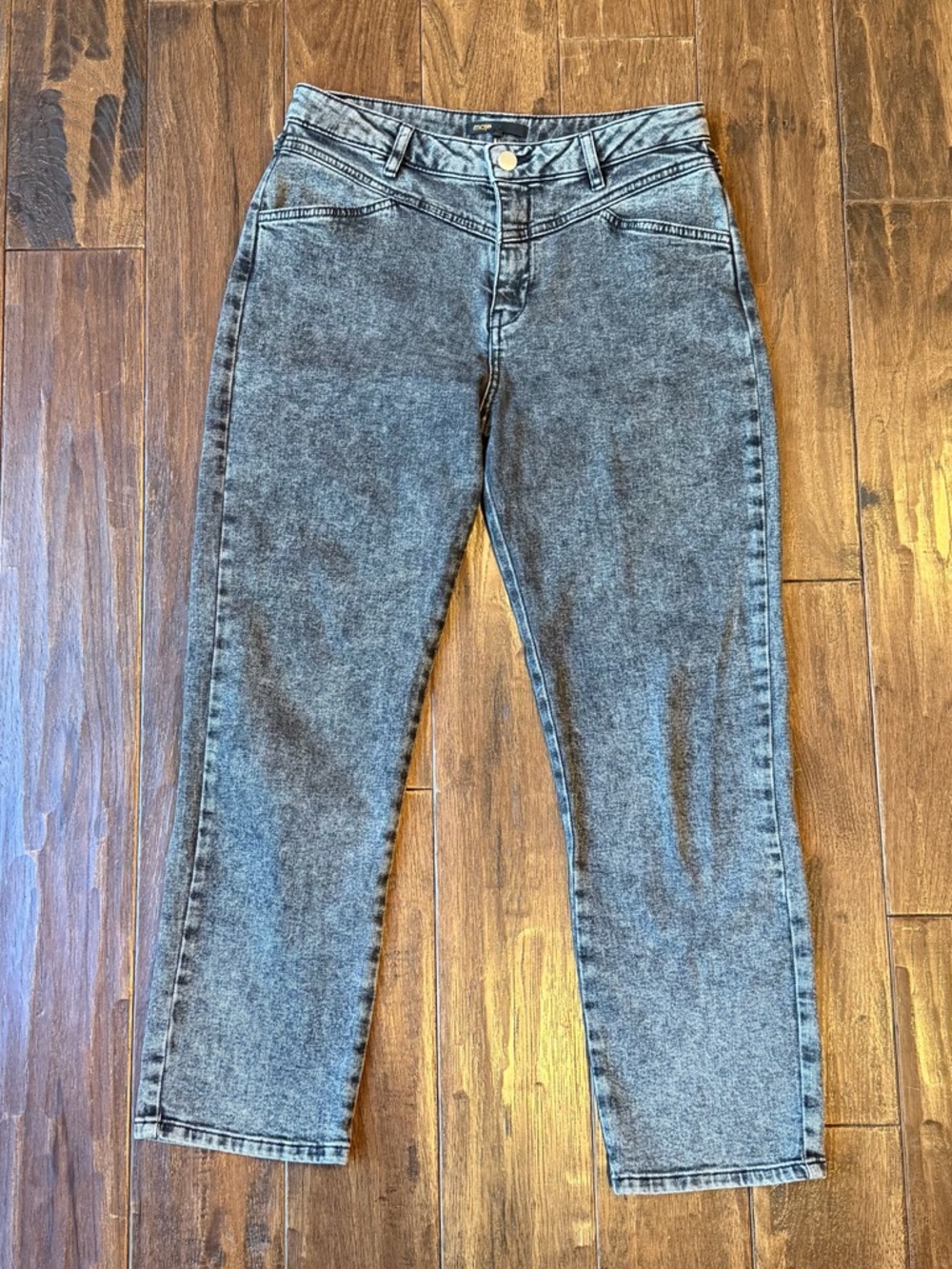 Maje Pierre High-Rise Acid Wash Straight Leg Jeans - Anthracite Grey - Picture 2 of 6